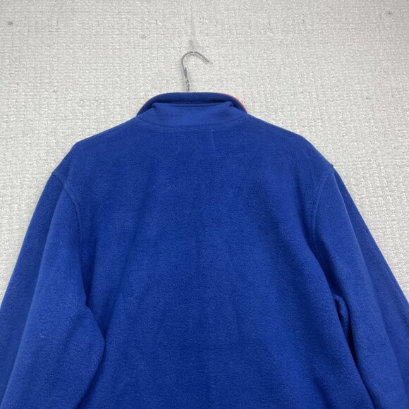VTG NHL Edmonton Oilers Hockey Mens Sz L Polar Fleece Jacket Blue / Orange Read - Picture 16 of 16